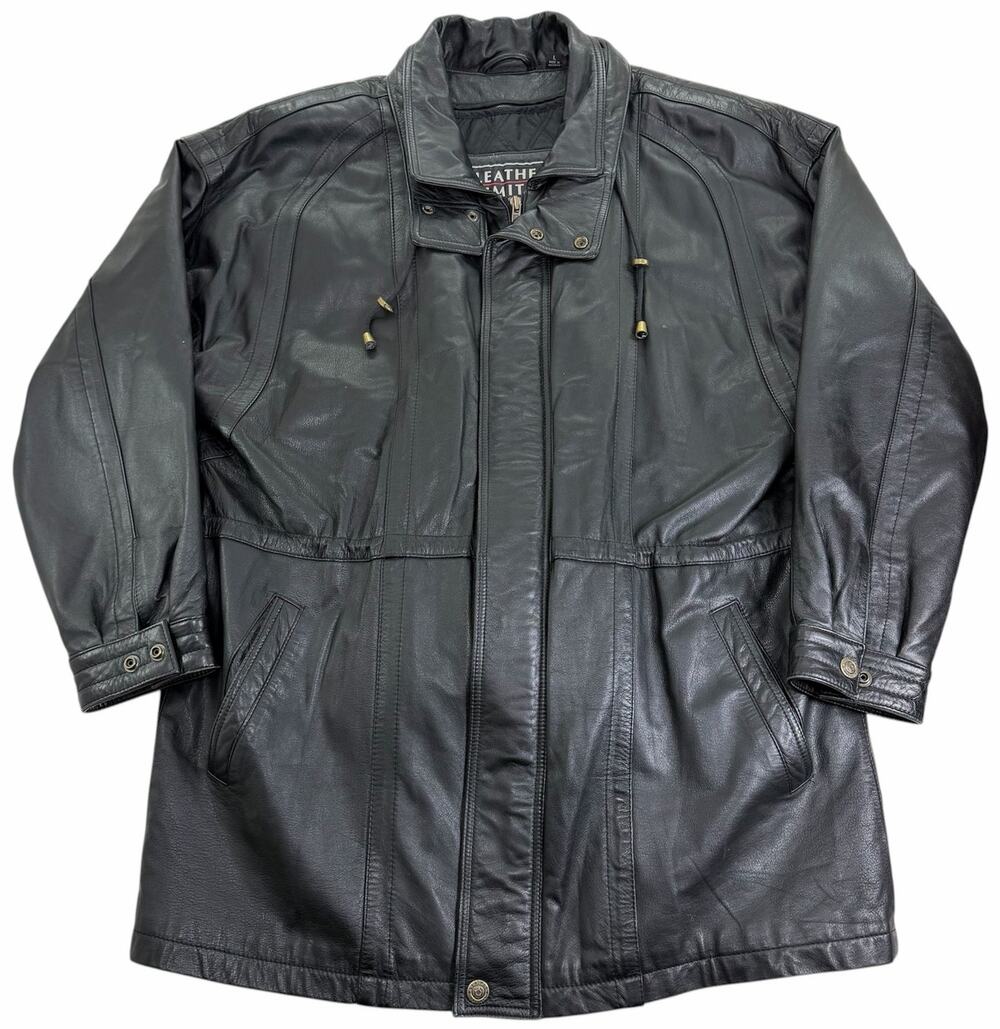 Vintage 90s Leather Limited Black Leather Jacket Men's Large Parka Insulated